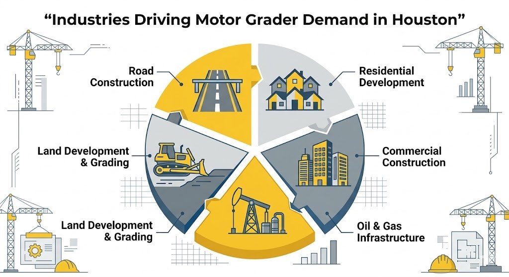 industries driving motor grader demand in houston