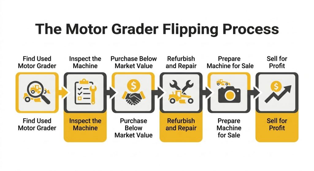 the motor grader flipping process