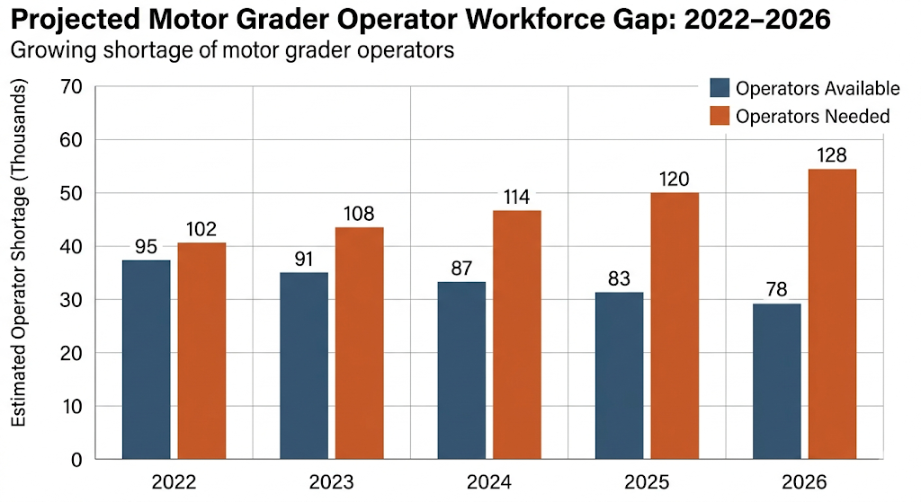 Projected Motor Grader Operator Workforce Gap 2022-2026