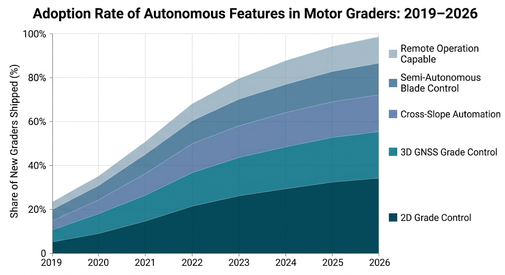 adoption rate of autonomous features in motor graders 2019-2026