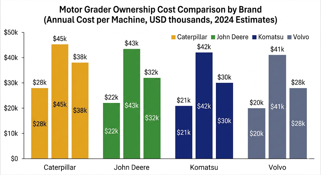 motor grader ownership cost comparison by brand