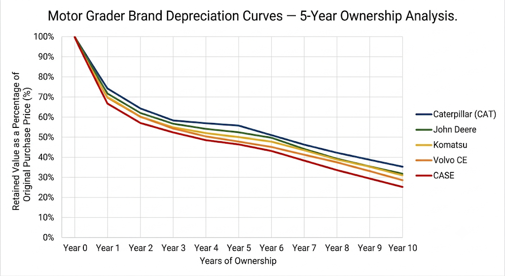 motor grader depreciation curves - 5 year ownership analysis