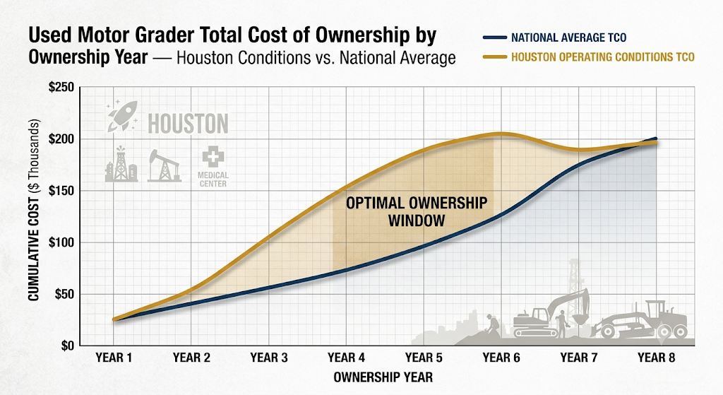 used motor grader total cost of ownership by ownership year