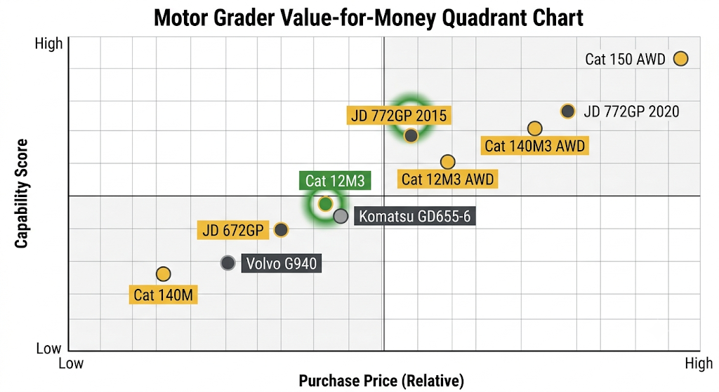motor grader value for money quadrant