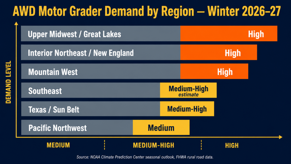 awd motor grader demand by region winter 2026 to 27