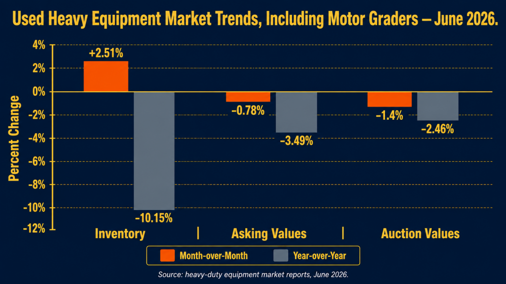 used heavy equipment market trends including motor graders june 2026