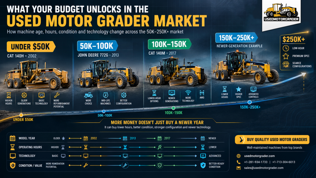 what your budget unlocks in the used motor grader market